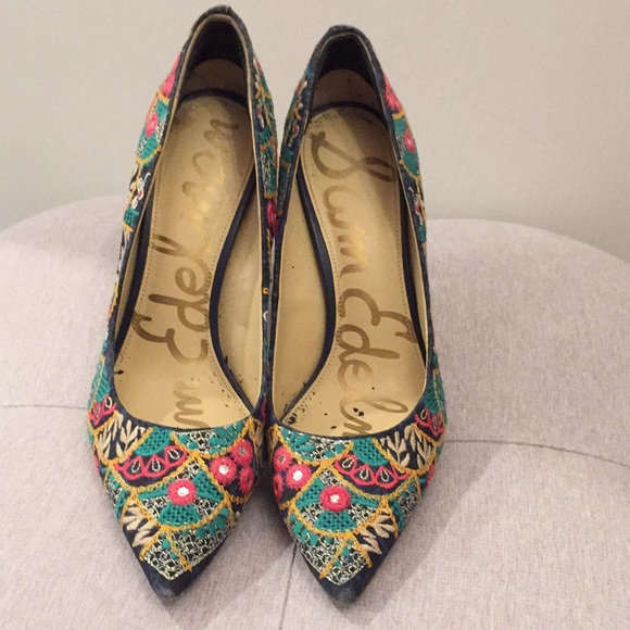 Sam Edelman Embroidered Heels 